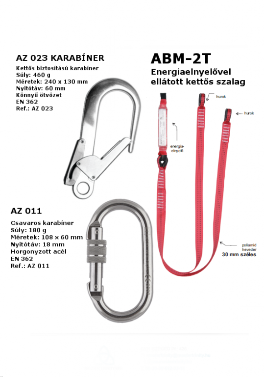 ABM 2T+2db AZ023+AZ011 Energiaelnyelővel ellátott kettős szalag karabinerekkel