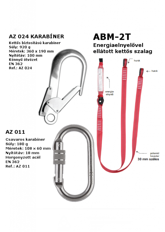 ABM 2T+2db AZ024+AZ011 Energiaelnyelővel ellátott kettős szalag karabinerekkel